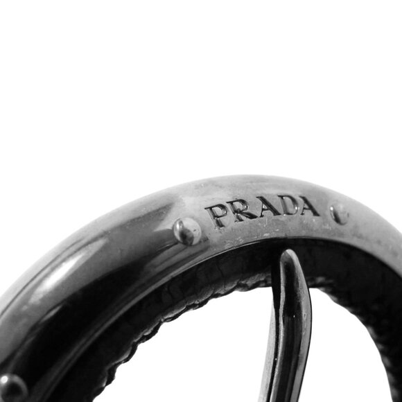 PRADA Wide Leather Belt #4258 Gunmetal Buckle Women's M/L 36/90 (32 - 36 in) - Picture 10 of 11